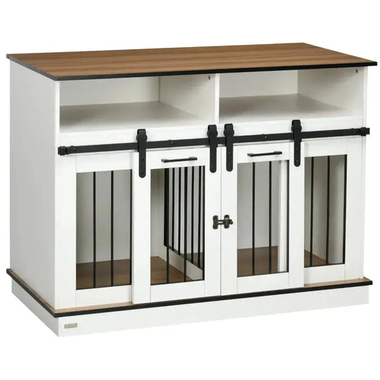 Double Dog Kennel Side Table - White - A Bunny Good Time