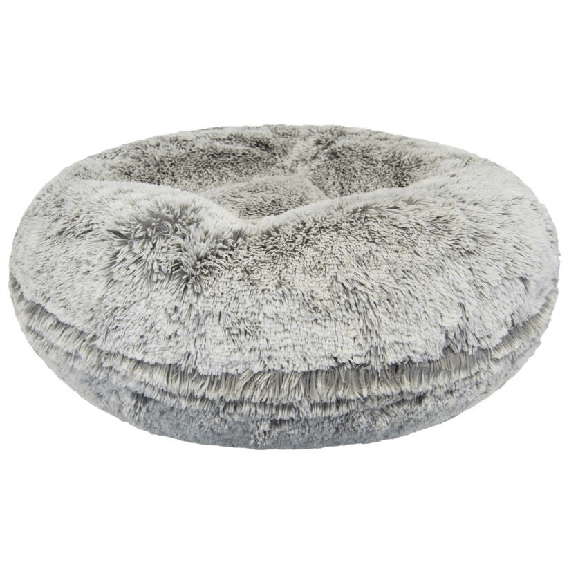 Bessie and Barnie Bagel Dog Bed Frosted Snow | Luxury Shaggy Dog Bed 1