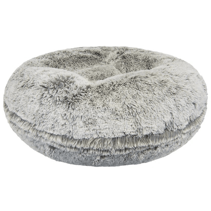 Bessie and Barnie Bagel Dog Bed Frosted Snow | Luxury Shaggy Dog Bed 1