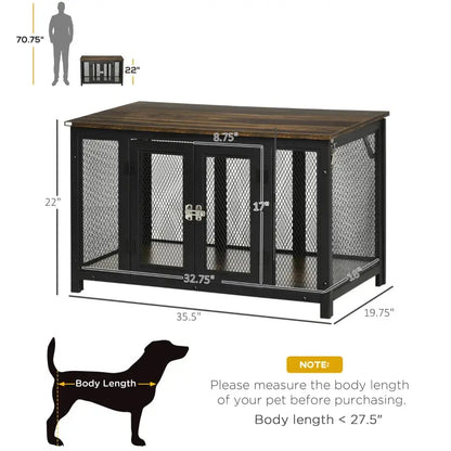 PawHut End Table Dog Crate- Brown - A Bunny Good Time