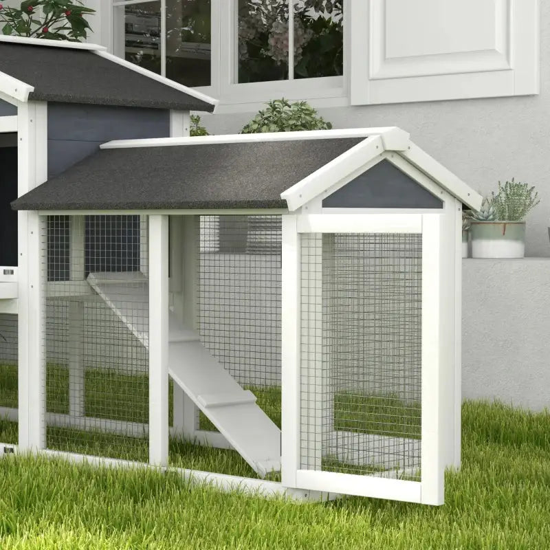 PawHut Wooden Outdoor Rabbit Hutch with Enclosed Run-Ramp and DoorsPawHut Wooden Outdoor Rabbit Hutch with Enclosed Run