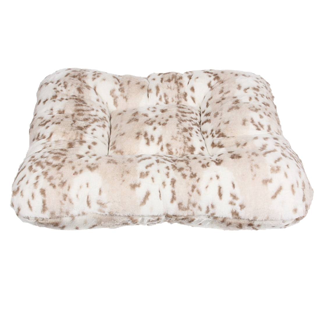 Soft Arctic Snow Leopard Square Bed - Susan Lanci Designs Luxury Designer Dog Bed