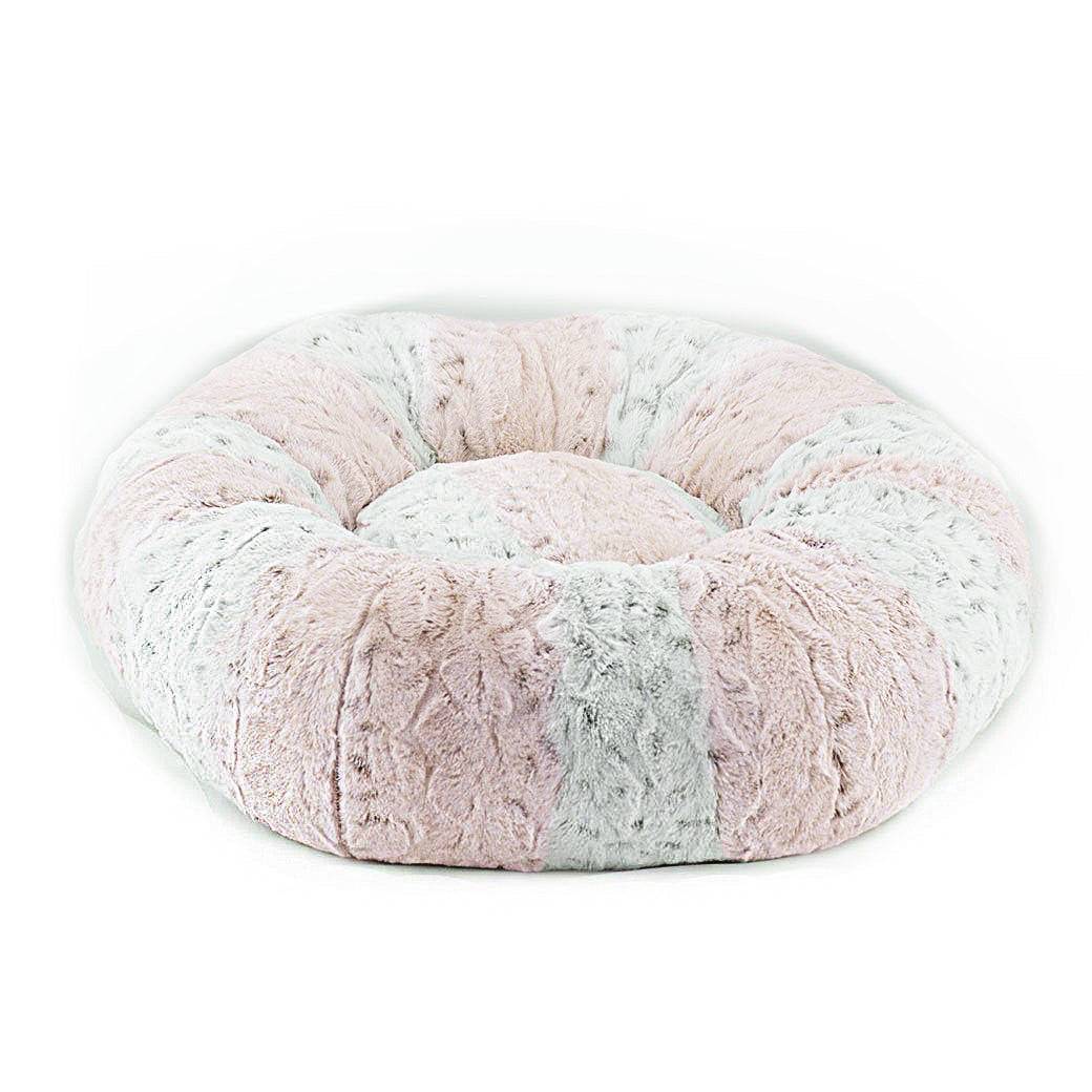 Susan Lanci Designs- Pink Soft Snow Leopard Round Bed - A Bunny Good Time