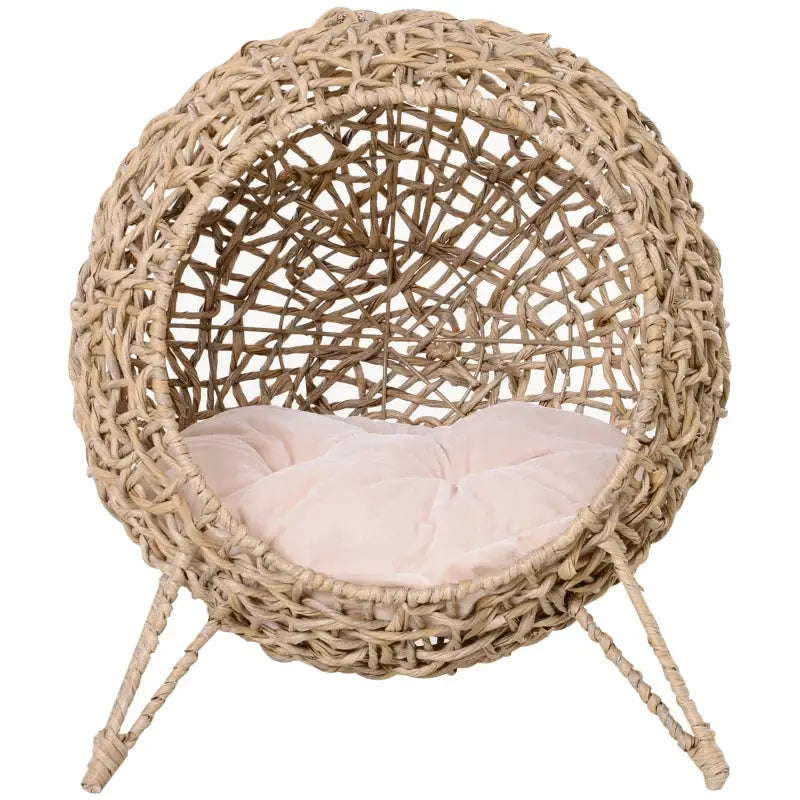 PawHut 20.5" Hand-Woven Elevated Cat Bed - Natural - A Bunny Good Time