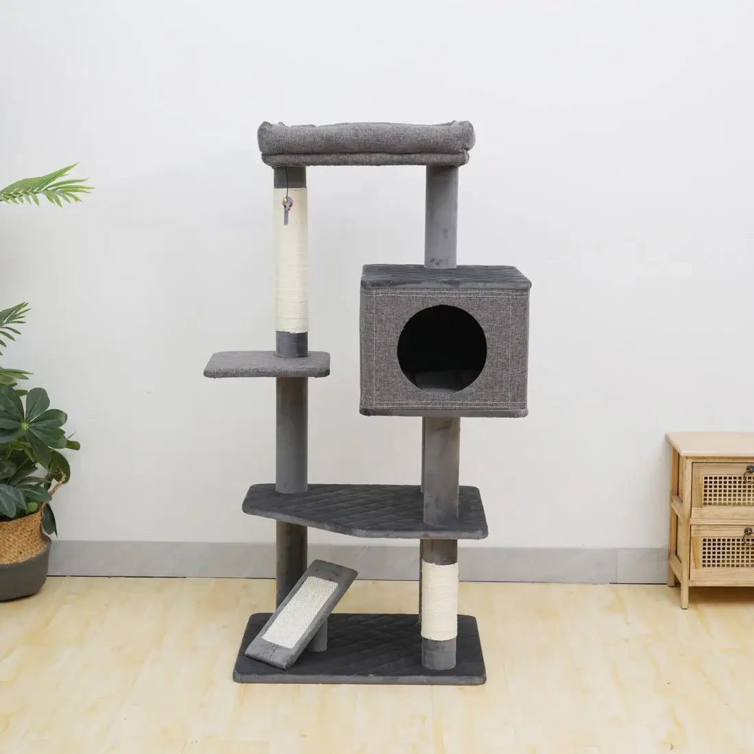 Catry Yara 5 Level Large Cat Tree with Linen Condo | Cat Tower