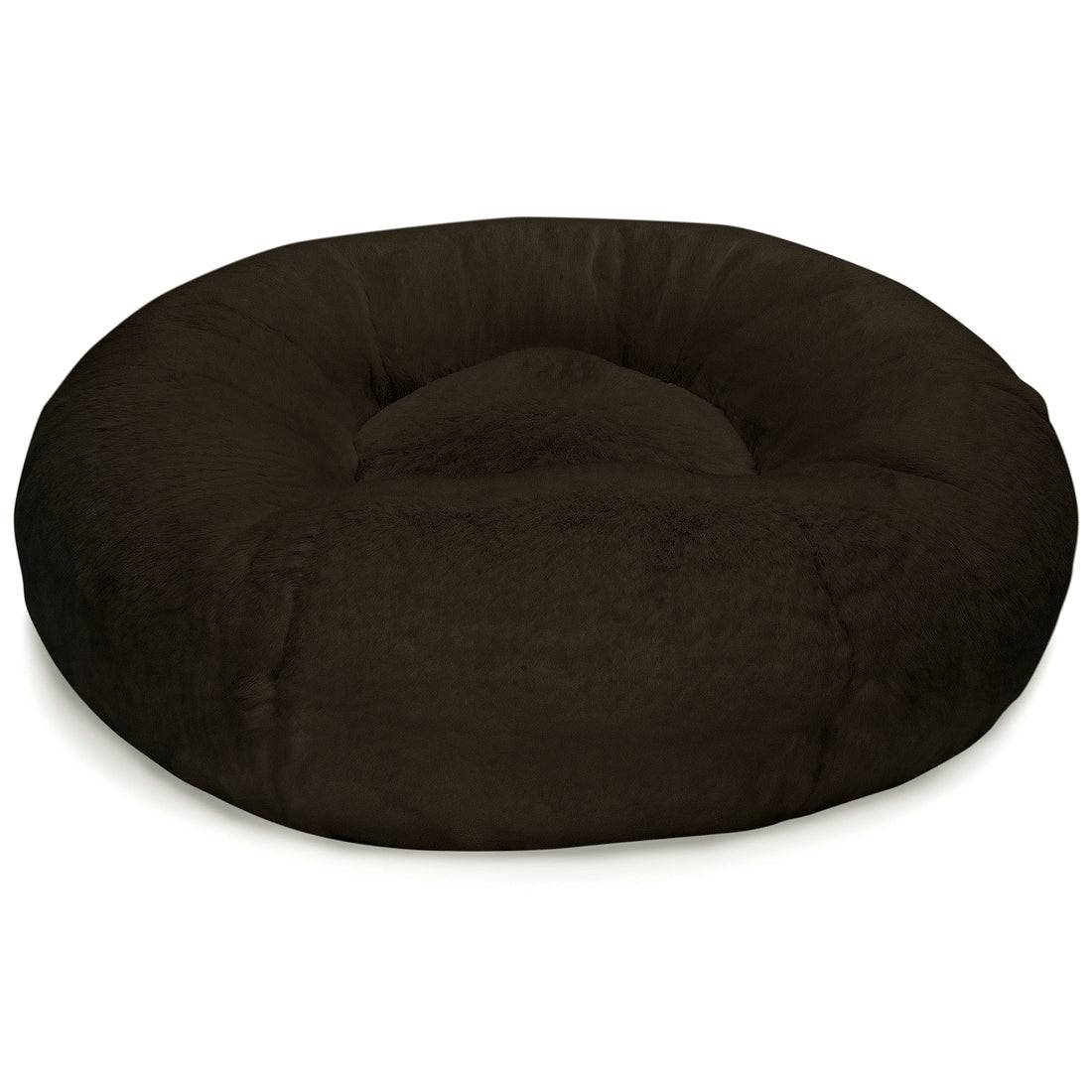 Susan Lanci Designs- Chocolate Spa Plush Round Pet Bed - A Bunny Good Time