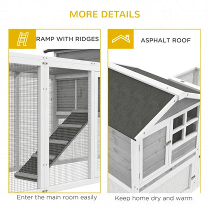 PawHut 102" XL Outdoor Rabbit Hutch Bunny House- Gray More Details