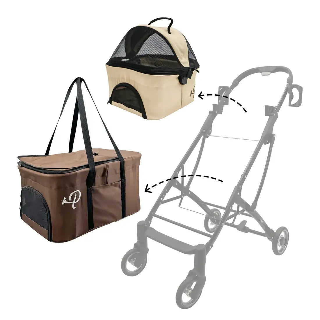 Petique Deluxe Double Decker Pet Stroller- Brown | Double Pet Stroller 4