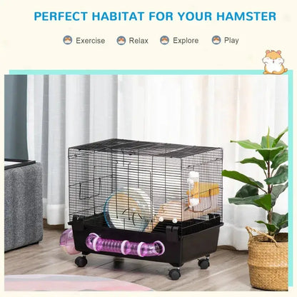 PawHut 2-Tier Hamster Cage Starter Kit | Gerbil Cage Starter Option