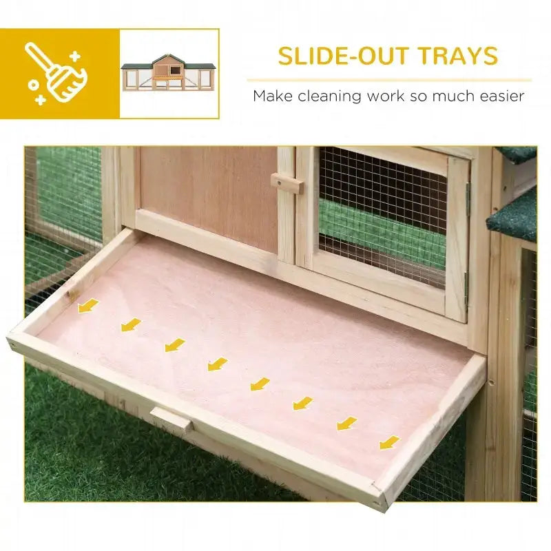 PawHut 83" Deluxe Outdoor Rabbit Hutch, Bunny House- Natural Slid Out trays