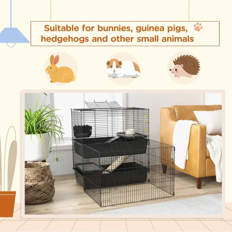 PawHut Multi-Level Small Animal Cage | Complete with Accessories More Features