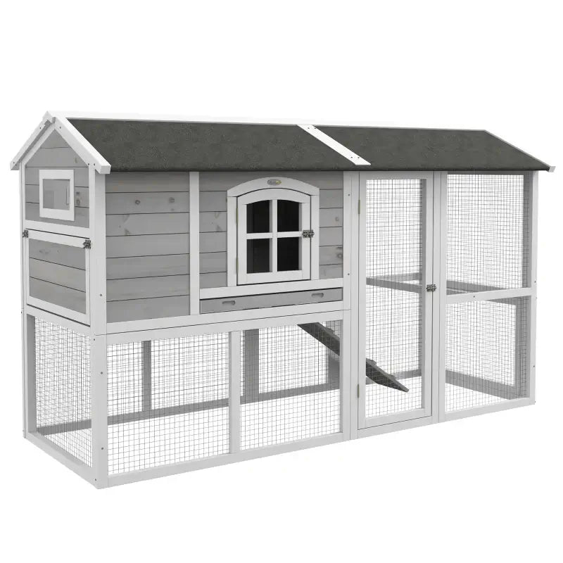 PawHut Wooden Chicken Coop with Run and Nesting Box 1