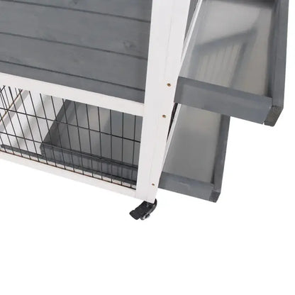 PawHut Indoor Rabbit Hutch | Indoor Guinea Pig Cage (Gray) Trays