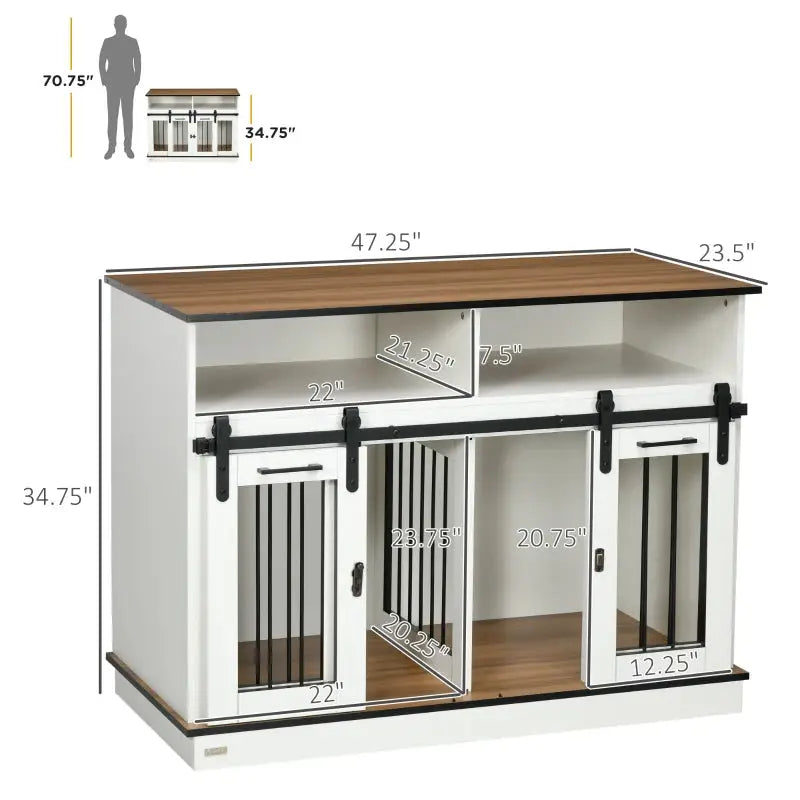 Double Dog Kennel Side Table - White - A Bunny Good Time