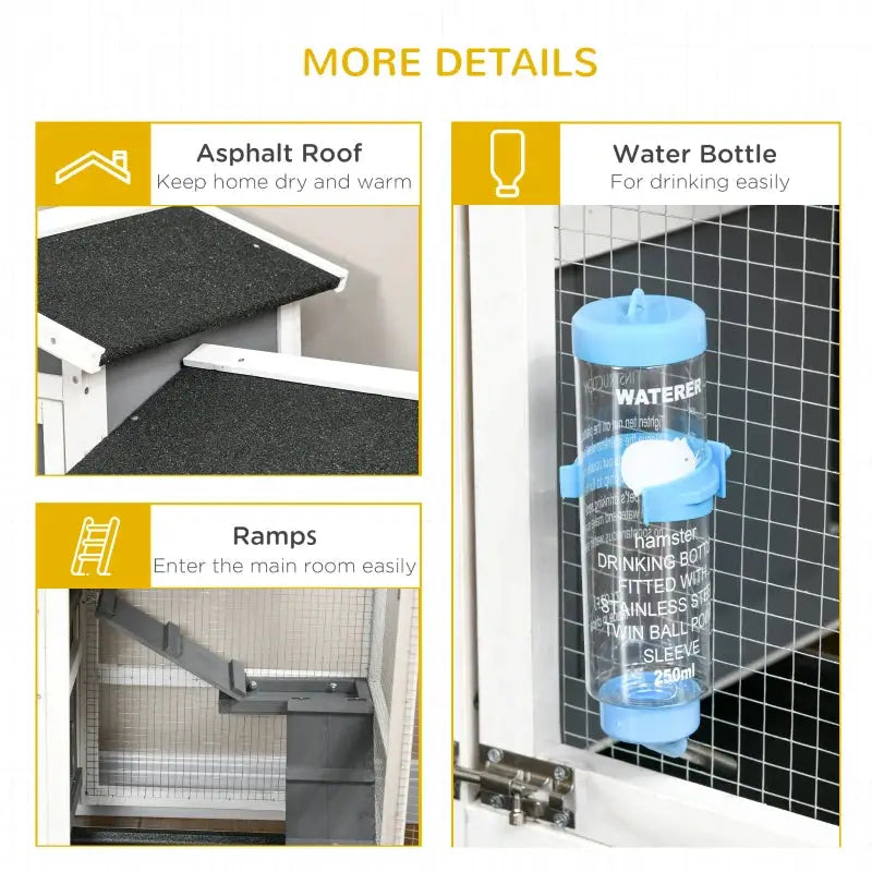 PawHut 43" Large Indoor/Outdoor Rabbit Hutch with Wheels water bottle