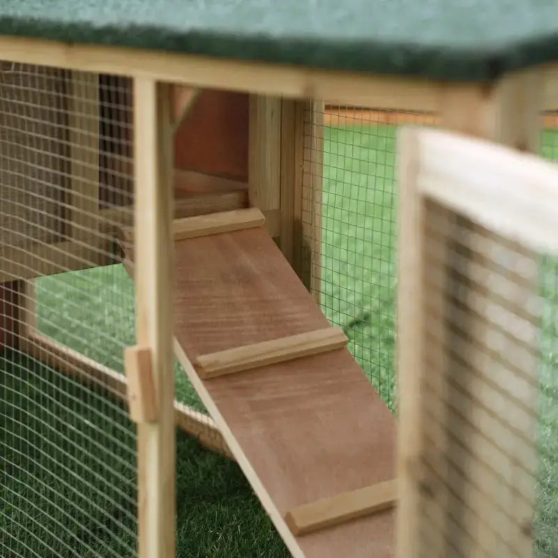 PawHut 83" Deluxe Outdoor Rabbit Hutch, Bunny House- Natural Ramp