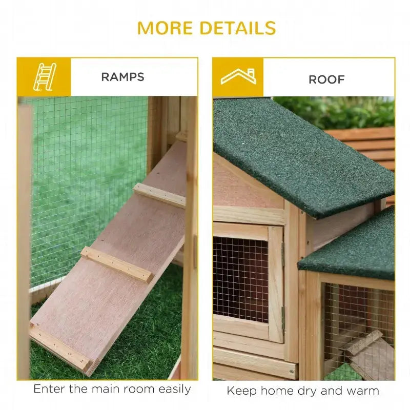 PawHut 83" Deluxe Outdoor Rabbit Hutch, Bunny House- Natural More Details