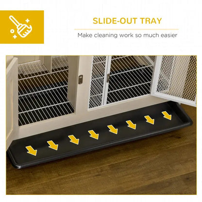 PawHut Indoor Rabbit Hutch-Furniture Style | Guinea Pig Cage Slide Tray