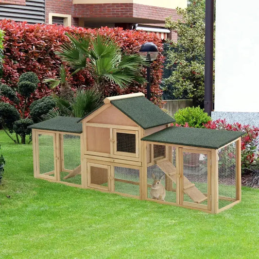 PawHut 83" Deluxe Outdoor Rabbit Hutch Bunny House