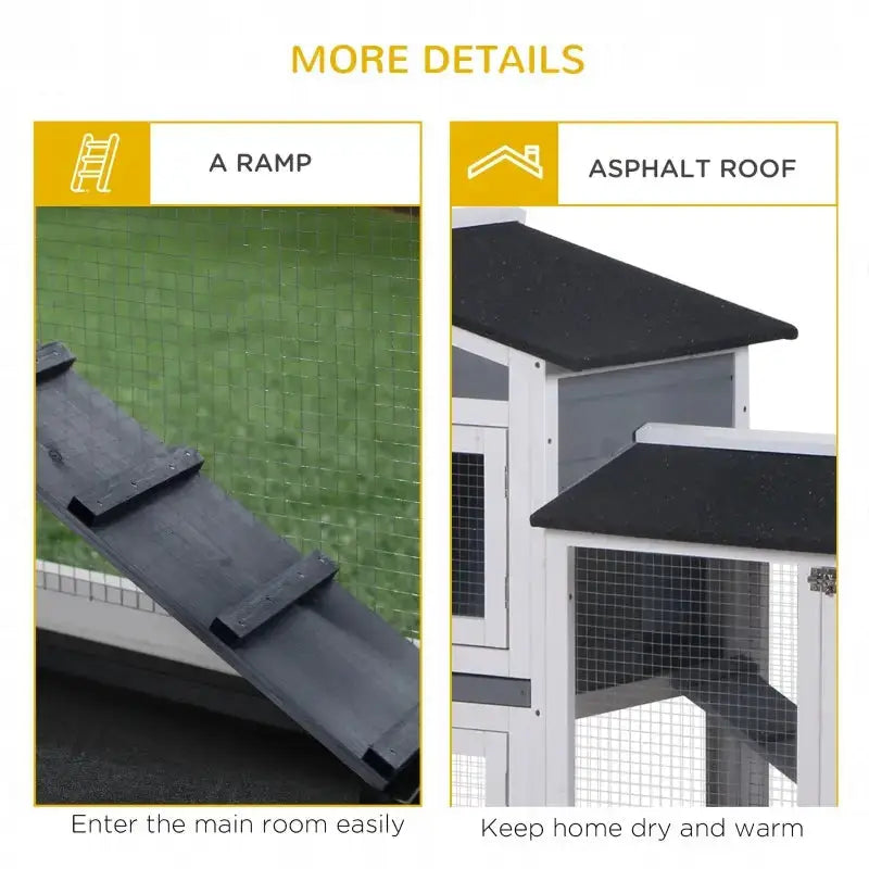 PawHut 2-Level Indoor/Outdoor Rabbit Hutch, Bunny House- Gray More Details