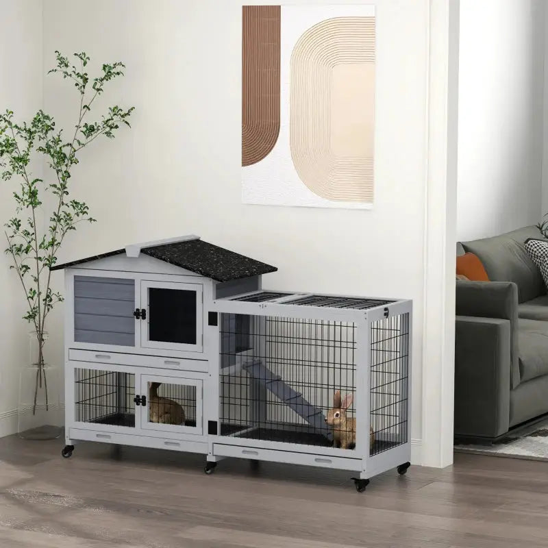 PawHut Wooden Indoor Rabbit Hutch - Guinea Pig Cage