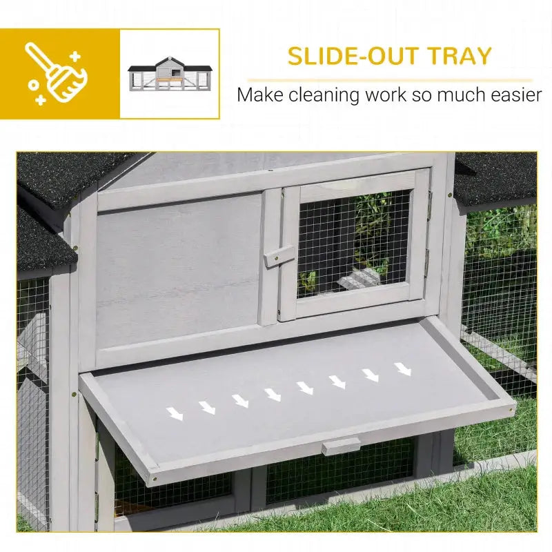 PawHut 83" Deluxe Outdoor Rabbit Hutch Bunny House - Gray Ventilation