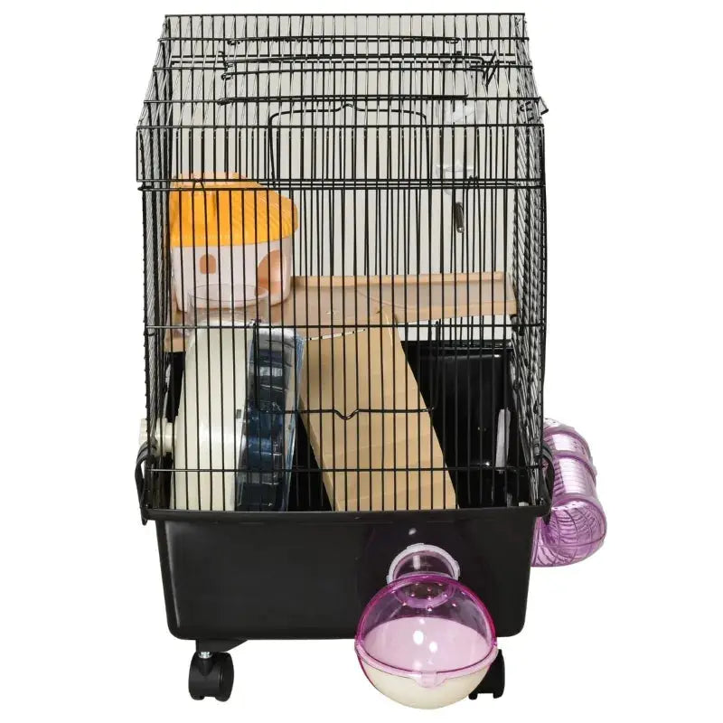 PawHut 2-Tier Hamster Cage Starter Kit | Gerbil Cage Starter Side View