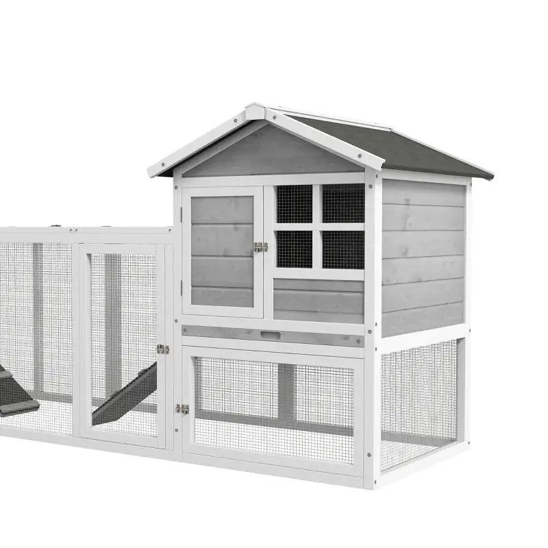 PawHut 102" XL Outdoor Rabbit Hutch Bunny House- Gray1