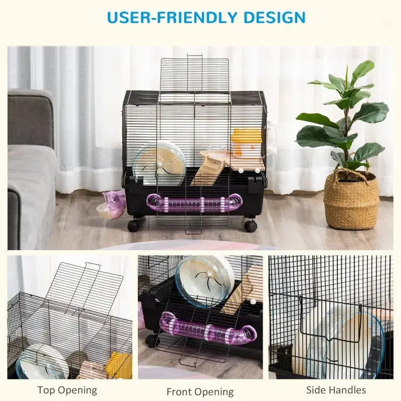 PawHut 2-Tier Hamster Cage Starter Kit | Gerbil Cage Starter Accessories