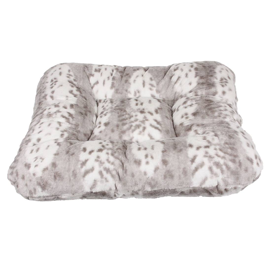 Soft Platinum Snow Leopard Plush Square Bed - A Bunny Good Time