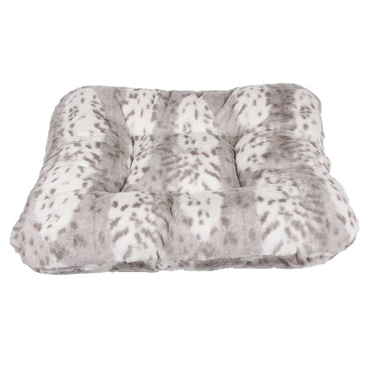 Soft Platinum Snow Leopard Plush Square Bed - A Bunny Good Time