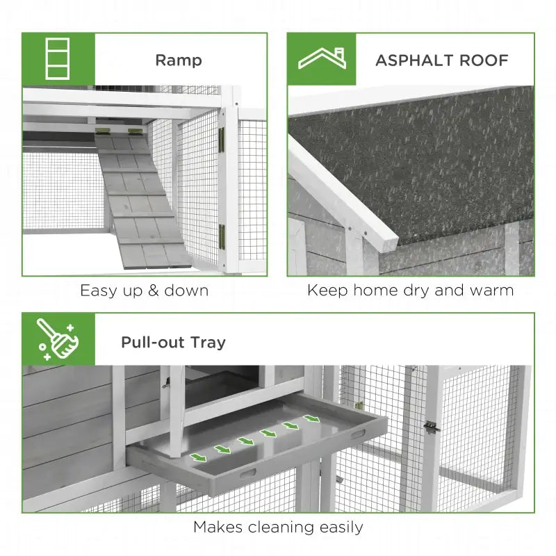 PawHut Wooden Chicken Coop with Run and Nesting Box 6