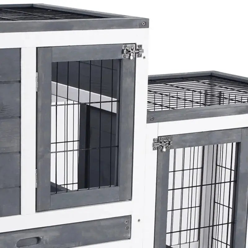 PawHut Indoor Rabbit Hutch | Indoor Guinea Pig Cage (Gray) WIre Mesh 