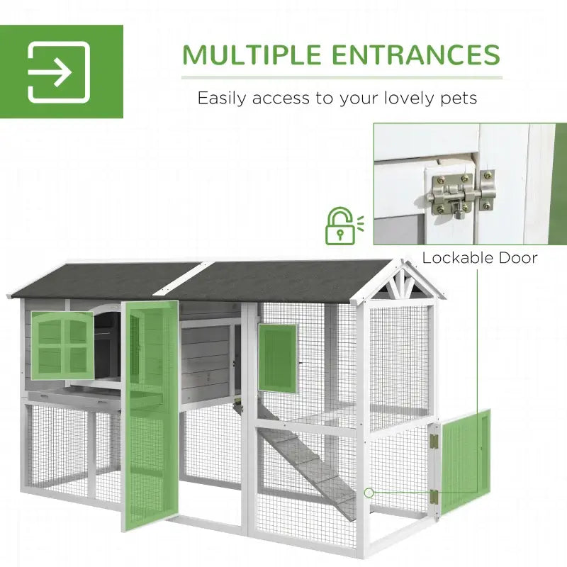 PawHut Wooden Chicken Coop with Run and Nesting Box 3