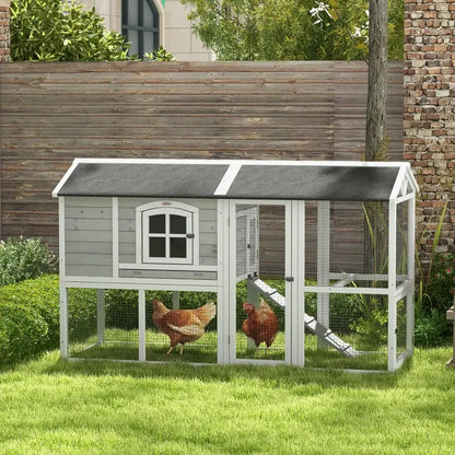 PawHut Wooden Chicken Coop with Run and Nesting Box 8