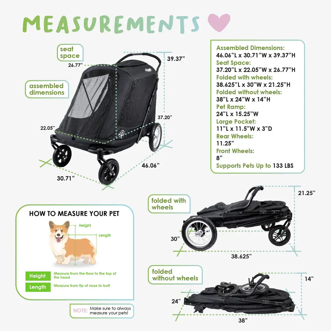 Petique Apollo Elite Pet Stroller w/ Tire Pump | Large Dog Stroller for Senior and Disabled Pets 9