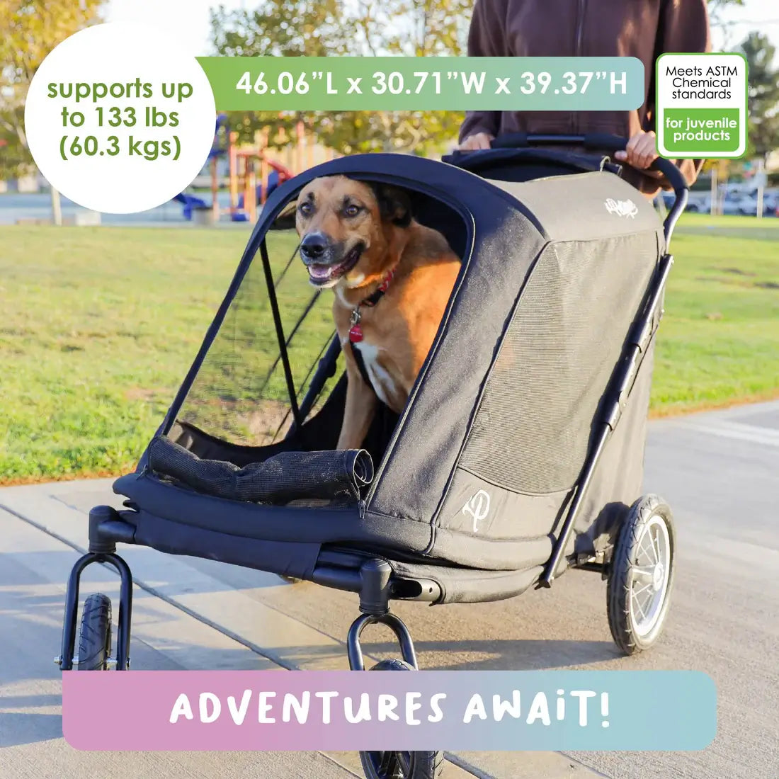 Petique Apollo Elite Pet Stroller w/ Tire Pump | Large Dog Stroller for Senior and Disabled Pets 14