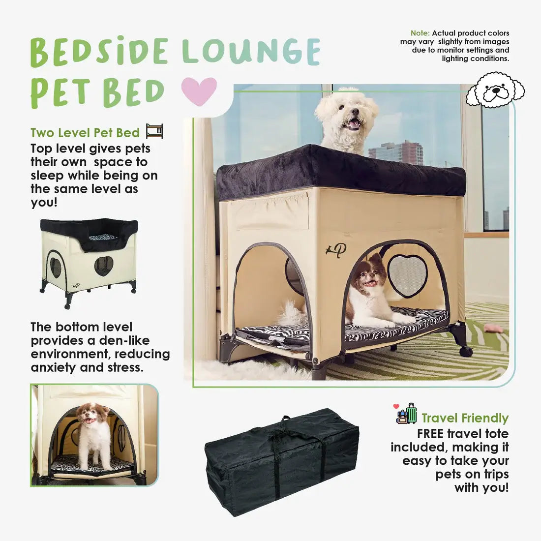 Petique Bedside Lounge Pet Bed- Zebra Vibes | Raised Bunk Bed for Pets 7