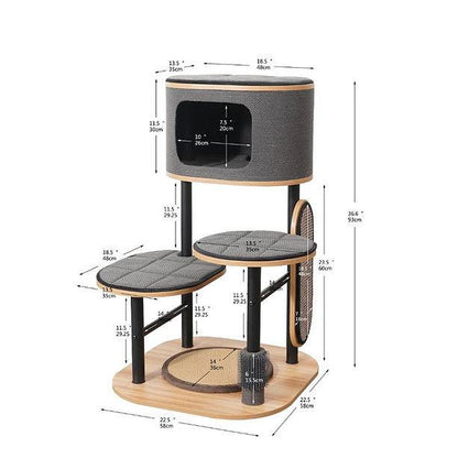 Starbz-Industrial Style Modern Medium 4- Level Cat Tower - A Bunny Good Time