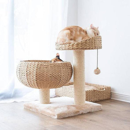 Cozy - Natural 3-Level Cat Tree - A Bunny Good Time