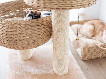 Cozy - Natural 3-Level Cat Tree - A Bunny Good Time