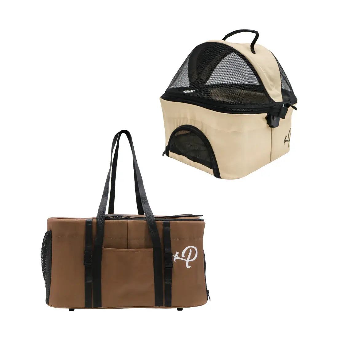 Petique Deluxe Double Decker Pet Stroller- Brown | Double Pet Stroller 3