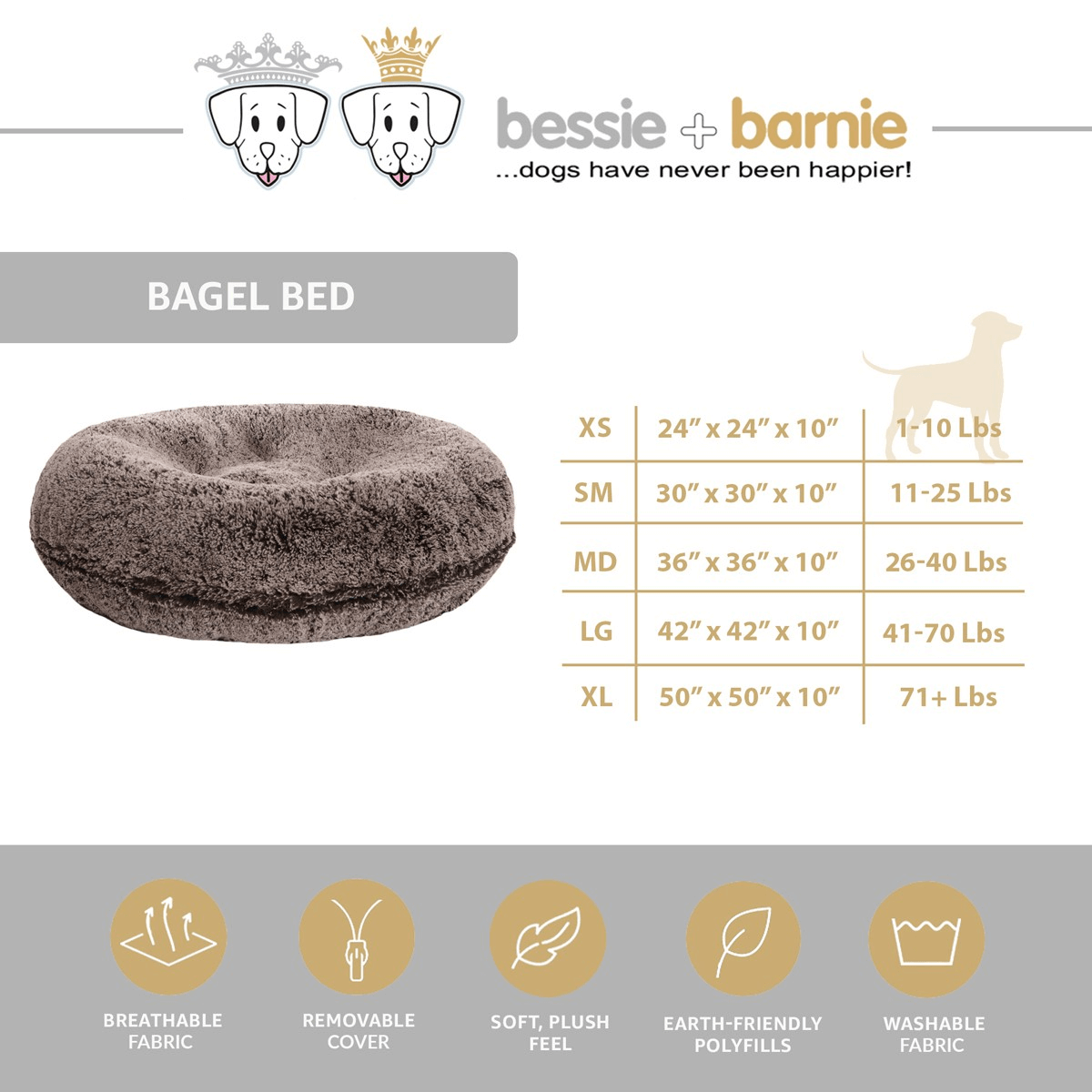 Bessie and Barnie Bagel Dog Bed Frosted Willow | Luxury Shaggy Dog Bed 4