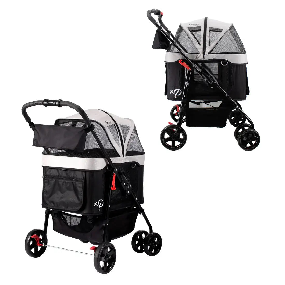 Petique Dynamic Pet Stroller 4-in-1 Travel System - Gray/Black | Pet Car Seat and Travel Carrier 2