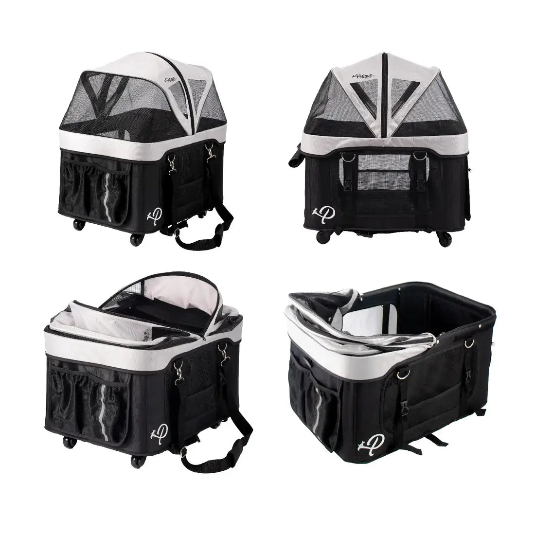 Petique Dynamic Pet Stroller 4-in-1 Travel System - Gray/Black | Pet Car Seat and Travel Carrier 4