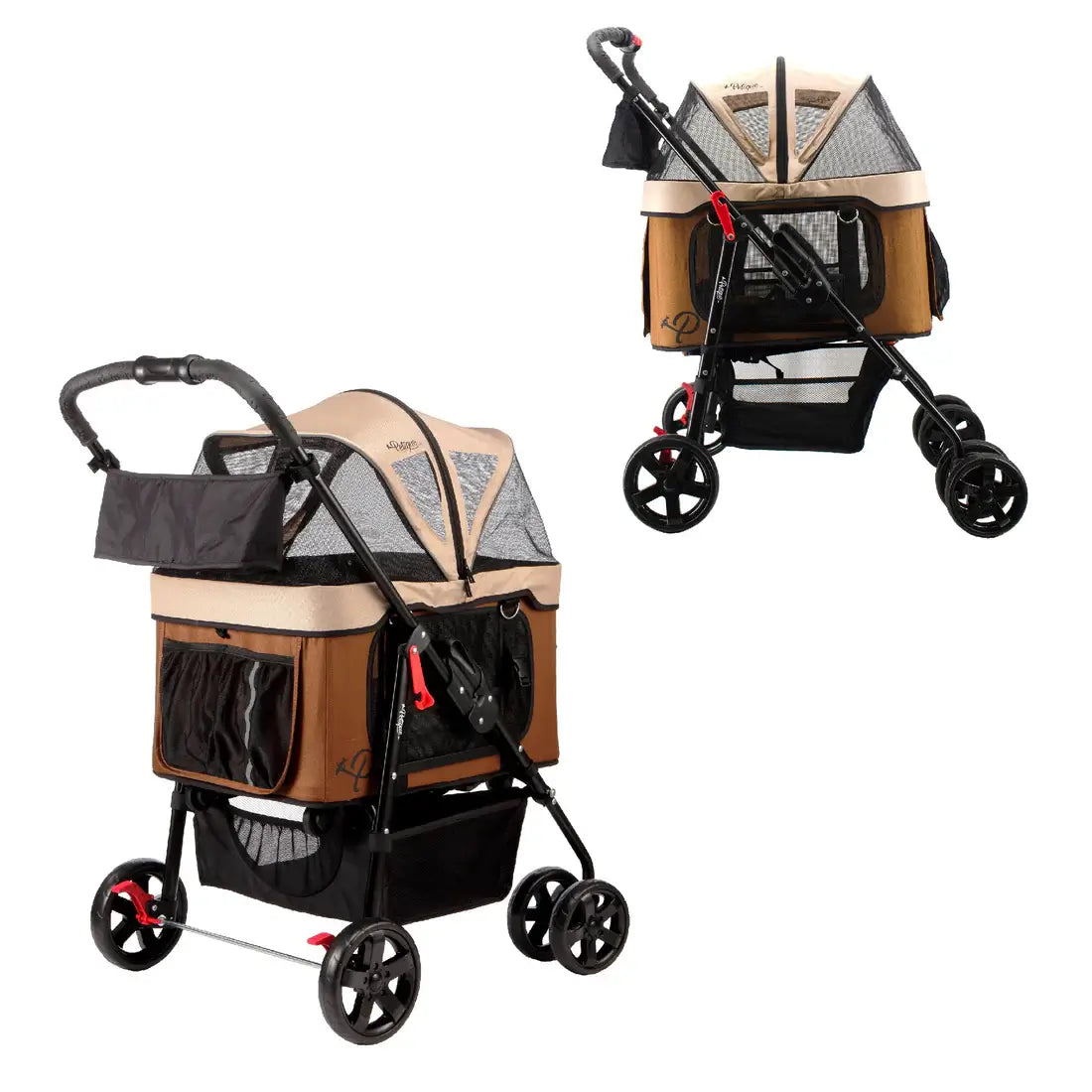 Petique Dynamic Pet Stroller 4-in-1 Travel System - Mocha | Pet Car Seat and Carrier 2