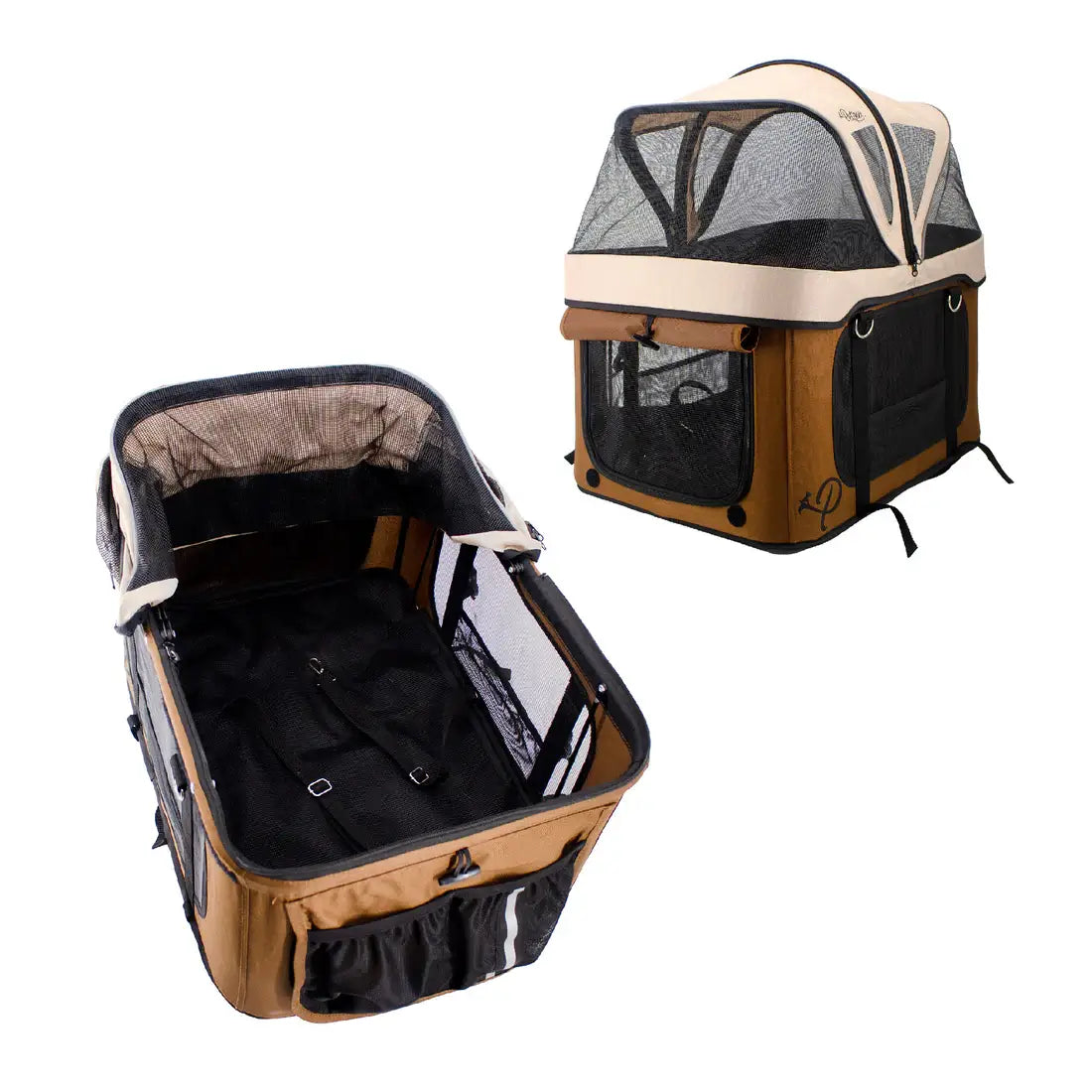 Petique Dynamic Pet Stroller 4-in-1 Travel System - Mocha | Pet Car Seat and Carrier 4