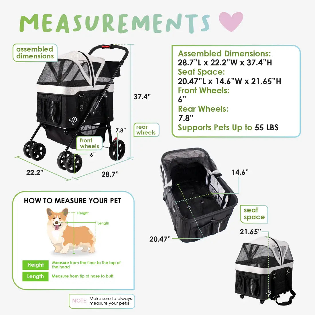 Petique Dynamic Pet Stroller 4-in-1 Travel System - Mocha | Pet Car Seat and Carrier 8