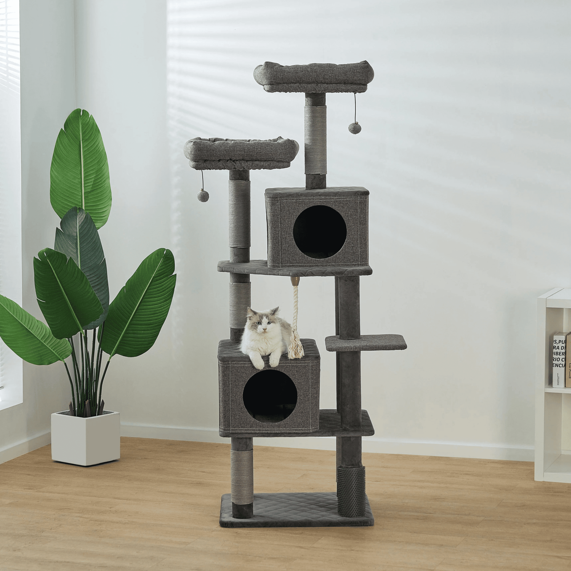 Large Cat Tree | Catry Stella 6 Level Quilted Velvet Large Cat Tower