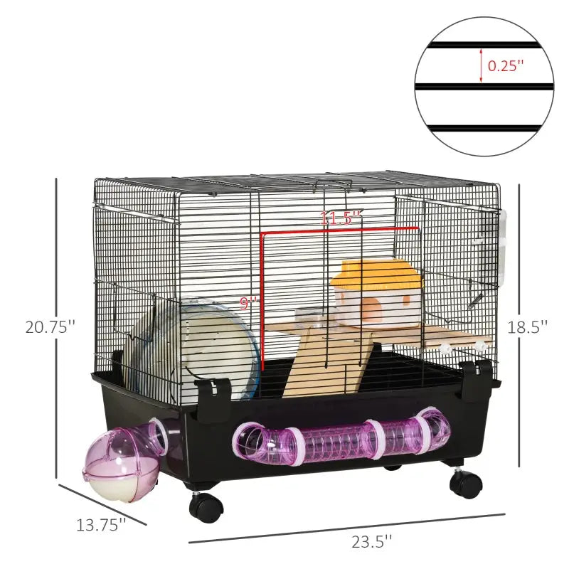 PawHut 2-Tier Hamster Cage Starter Kit | Gerbil Cage Starter Dimensions